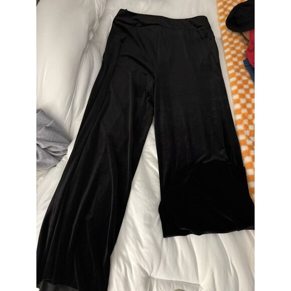 Calvin Klein Women's Black Whitney Velvet Wide Leg High-Rise Dress Pants Size 14 - Picture 4 of 4